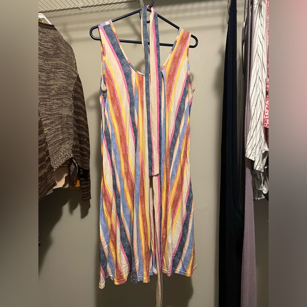 OS colorful stripes romper!